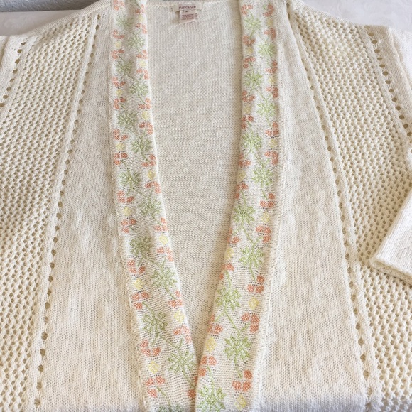 Sundance ivory embroidered open front cardigan - Picture 7 of 8